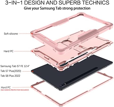 GaoBao Samsung Tab S7 FE 12.4 Ügy, 3 az 1-ben, nagy teherbírású tolltartó Hibrid Kemény Puha Lökhárító Csepp Védő Tablet