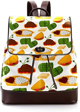 VBFOFBV Hátizsák Nők Daypack Laptop Hátizsák Utazási Alkalmi Táska, Élelmiszer Rajzfilm Gombóc Taco Curry-s Rizs
