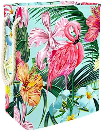 DEYYA Vízálló Szennyes Kosarat Magas, Erős Összecsukható Akvarell Flamingó Virág Trópusi Palm Print Print Gátolják a Felnőtt