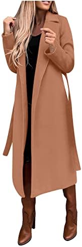 Női Hosszú Ujjú Terítette Nyissa ki az Elülső Alkalmi Téli Hosszú Kardigán Kabát Női Kényelmes, Meleg Kabátot Outwear Övvel