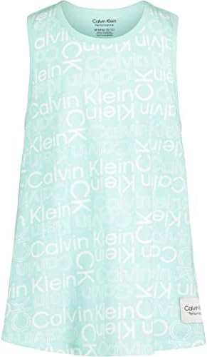 Calvin Klein Lányok Teljesítménye Tartály Tetején, Ujjatlan & Legénység Nyak Dekoltázs, Logó, Részletezve