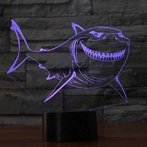 Jinnwell 3D Cápa Hal Éjszakai Fény Lámpa Illúzió Éjszakai Fény 7 Szín Megváltoztatása Érintse meg a Kapcsoló Táblázat Pult