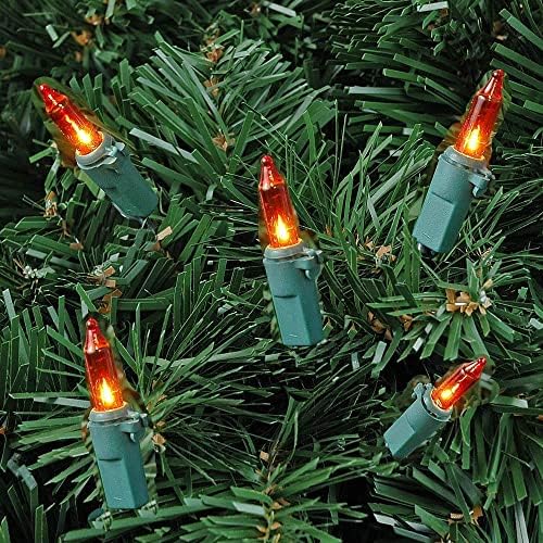 Újdonság Fények 50 Fény Borostyánsárga Karácsonyi Mini String Lámpa Készlet, Zöld, Beltéri/Kültéri UL, 11' Hosszú
