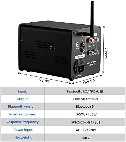 AIYIMA A200 TPA3255 Erősítő 400W-HiFi-D Osztályú Digitális Sztereó Audio Erősítő 2 Csatornás Erősítő Bluetooth 5.0 Támogatás