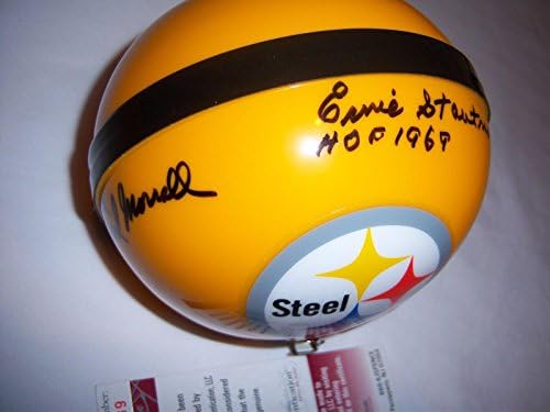 Ernie Stautner,earl Morral Pittsburgh Steelers Szövetség/coa Aláírt Mini Sisak - Dedikált NFL Mini Sisak