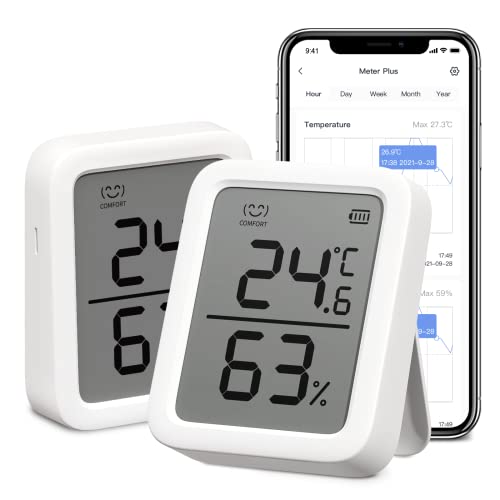 SwitchBot Hőmérő Páratartalommérő, Bluetooth Beltéri Páratartalom Mérő Hőmérséklet Érzékelő Alkalmazás, Vezérlés, Nagy LCD