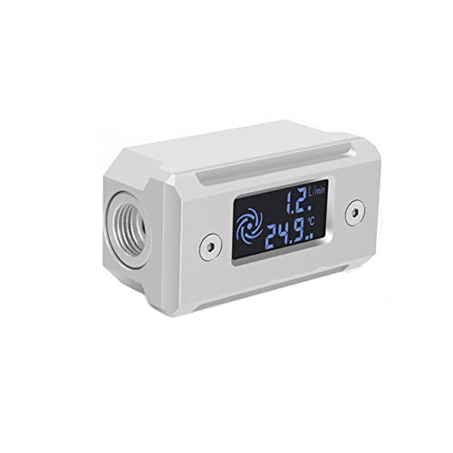 Digitális Kijelző Flow Hőmérő Víz áramlásmérő LED Digitális Víz Hűtő Hőmérő G1/4 Szál áramlásmérő PC vízhűtés Rendszer (Fekete-Piros)