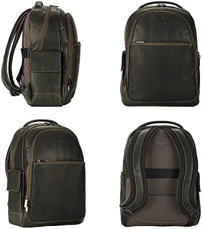 VELEZ Bőr Hátizsák Férfi - 15 Hüvelykes Laptop Táska - Üzleti Utazási Daypack - Slim Tervező Bookbag