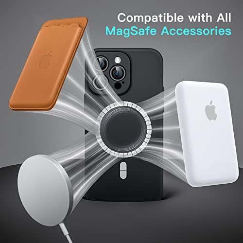 JETech Mágneses Szilikon tok iPhone 14 Pro 6.1-Es, Kompatibilis MagSafe, Telefon Fedél Kamera Lencse Teljes Védelem (Fekete)