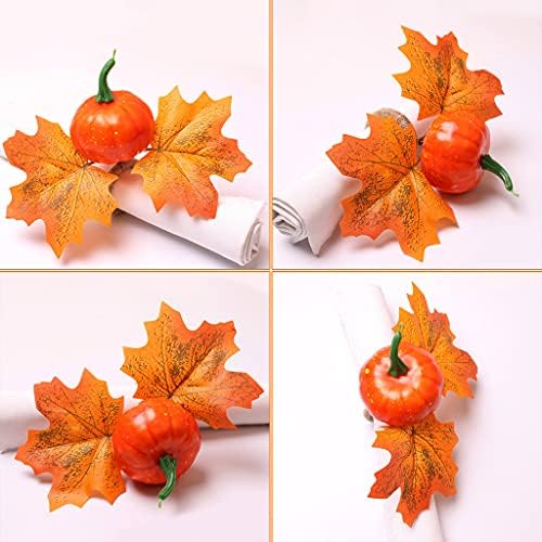 Beerty Szalvéta Gyűrű Készlet 4 - Tök Maple Leaf Szalvéta Serviette Csatok Jogosultja a Halloween, Hálaadás Esküvői Parasztház