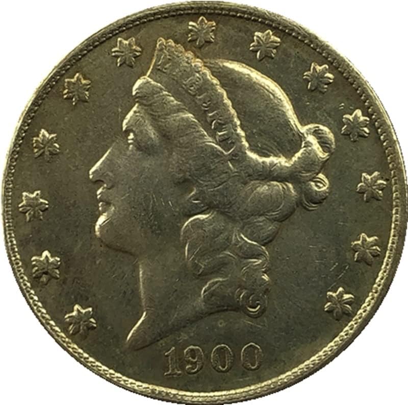 1900P Verzió Amerikai, 20 Arany Érme-Antik Réz Kézműves Külföldi Emlékérme 34MM