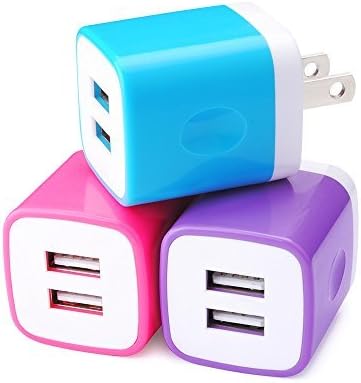 USB Fali Töltő, Töltő Kocka, Sicodo 3Pack Dual Port Töltés Blokk Plug mobiltelefon Töltő, Doboz, Tégla, USB Power Adapter