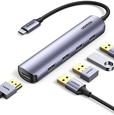 UGREEN USB-C-Hub-HDMI Adaptert, 4K 30Hz USB-C-USB Adapter a Csomag USB-C Hub 4K@60Hz, 7 az 1-ben USB Hub Laptop