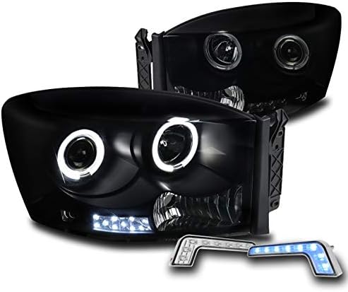 ZMAUTOPARTS A 2006-2008 Dodge Ram 1500 Halo LED Fekete/Füst Vetítő Fényszórók 6.25 Kék LED DRL