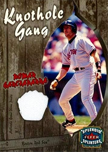 Nomar Garciaparra játékos kopott jersey-i javítás baseball kártya (Boston Red Sox) 2003 Fleer Szilánkok Odújában Banda NGKG