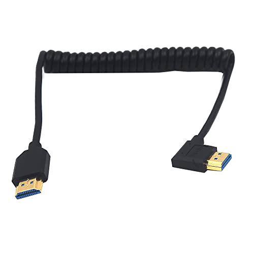 Kework 4ft HDMI 8k Spirál Kábel, HDMI 2.1 Verzió Ultra HD Spirál Kábel, 90 Fokos Bal Szög HDMI 8K Férfi HDMI 8K Férfi Adapter