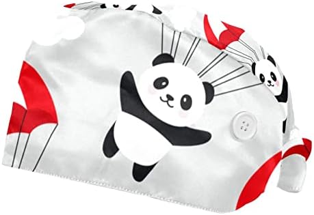 Handdrawn Panda Csillagok Dolgozó Kap a Gombok, Állítható Fejpánt Nyakkendő Vissza Bouffant Női Kalapok a Férfiak