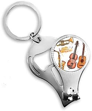 Zene Gitár Eszközök Akvarell Minta Köröm Zimankó Gyűrű Kulcstartó Sörnyitó Clipper