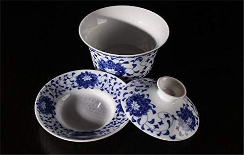 DELIFUR Jingdezhen Lotus Design Kínai Gaiwan Hagyományos Kínai Teaware Kína Hagyományos Kék-Fehér Porcelán Nagy Gaiwan Kungfu