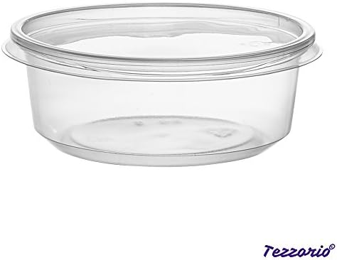 Tezzorio (200 Csomag) 8 oz Deli edényben Fedő Párosítás, BPA-Mentes Áttetsző Műanyag Deli Élelmiszer-Tároló Tartályok szemhéjakkal,