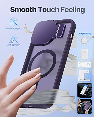 Ezüsthátú iPhone 14 Pro Esetben a Kamera Fedél, MagSafe-Kompatibilis az Esetben, Beépített Állvány, Mágneses Telefon Esetében