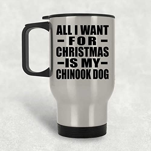 Designsify Karácsonyra A Chinook Kutya, Ezüst Utazási Bögre 14oz Rozsdamentes Acél Szigetelt Dobon, Ajándékok Születésnapi