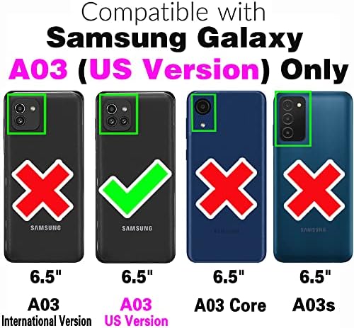 Asuwish Telefon tok Samsung Galaxy A03 Tárca burkolat Edzett Üveg kijelző Védő fólia, illetve Bőr Flip Hitelkártya Birtokos