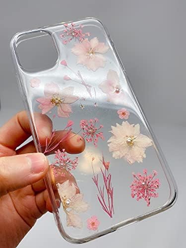 Blingy iPhone 13 Pro Esetben (6.1 colos), Aranyos Préselt, Száraz Virág Igazi Virág, Szárított Virág Design, Átlátszó Puha