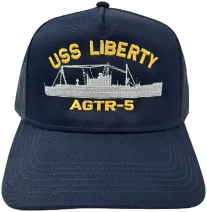 USS Liberty AGTR-5 Háló Snapback Sapka, Kalap, sötétkék Hajót,