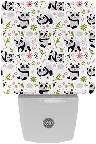 RODAILYCAY Fény-Érzékelő Éjszakai Fény Panda Virágok, Levelek Aranyos, 2 Csomag Night Lights Csatlakozóját a Fali, Meleg