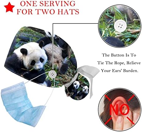 Panda Állat Állítható Dolgozó Kap a Gombot, majd Hajpánt 2 Db Nővér Bozót Sapkák Női Hosszú Haj Tarka
