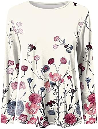 Ingek Női Sleeve T-Shirt Pullovers Színes Blokk Virág Printed Hosszú Ujjú Sweatershirt Tunika Maximum 2023