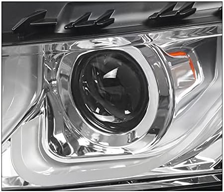 ZMAUTOPARTS LED Cső Vetítő Fényszórók, Fényszóró Króm w/6 Kék DRL Kompatibilis a 2014-2019 Chevy Impala