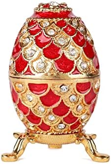 QIFU Vintage Piros Mini Fabergé Tojás Figura Csecsebecsét Doboz, Csuklós, Egyedi Ajándék Családi