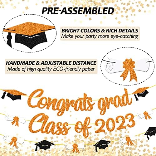 Gratulálok Végzős Osztály 2023 Banner Érettségi Kap Diplomát Téma Party Dekoráció a középiskola Főiskola Egyetem Végzős 2023