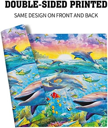 Színes Korallok Delfinek Placemats Gyönyörű Víz alatti Világ tányéralátétek Vicces Állatok Táblázat Szőnyeg Ágynemű Zsákvászon