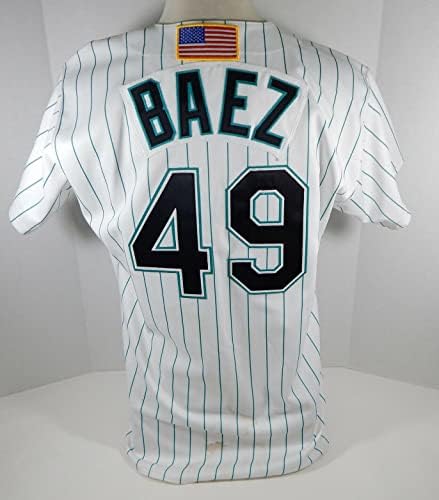 2001 Florida Marlins Benito Baez 49 Játék Kiadott Fehér Jersey, USA 911 P 7060 - Játék Használt MLB Mezek