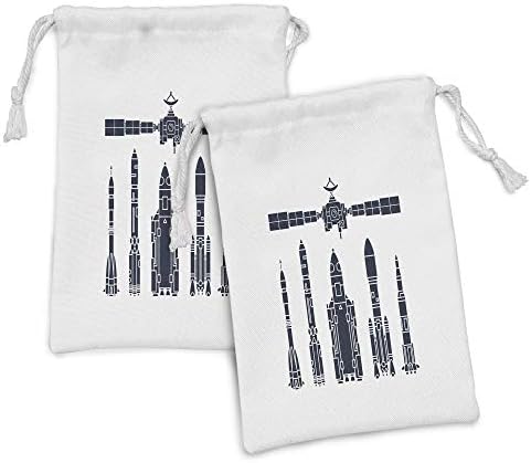 Lunarable Aerospace Szövet táska 2, fekete-Fehér Egyszerű Sziluettek Technológiai Rakéták Kaland, Kis Zsinórral Táska Pipere