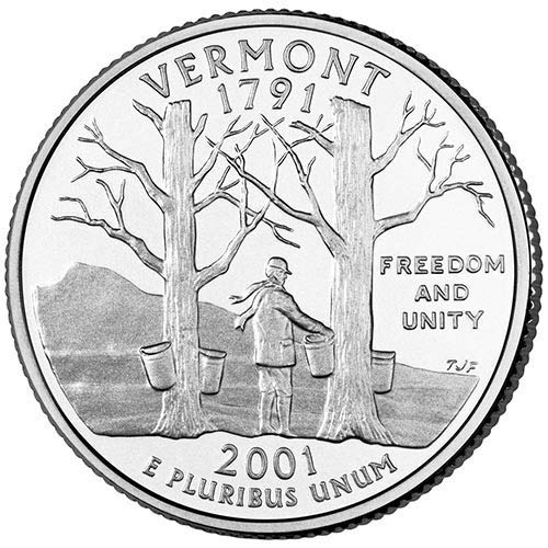 2001 P & D BU Vermont Állam Negyed Választás Uncirculated MINKET Menta 2 Érme Készlet