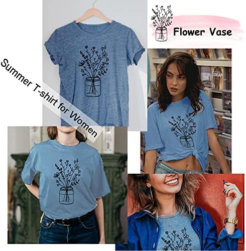 Női Nyári Virág Váza Nyomtatott Pólók Aranyos Napraforgó Grafikus Póló Újszerű Vicces Ruha Rövid Ujjú Alkalmi Felsők