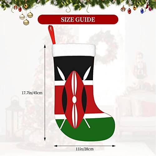 QG ZZX Karácsonyi Harisnya, Fehér Szuper Puha Plüss Bilincset Zászló Kenya Karácsonyi Harisnya Karácsonyi Díszek Harisnya