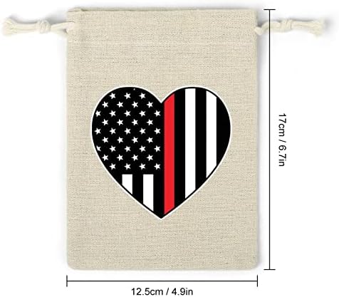 Tűzoltó Vékony Vonal Amerikai Zászló Szív Zsinór Tároló Zsák Cukrot Ajándék Tasak Újrafelhasználható Összecsukható, Kompakt