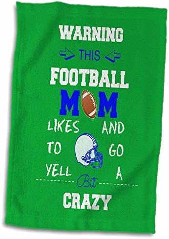 3dRose Figyelmeztetés ez a foci anya szereti őrült kék, zöld Törölköző (twl-219888-3)