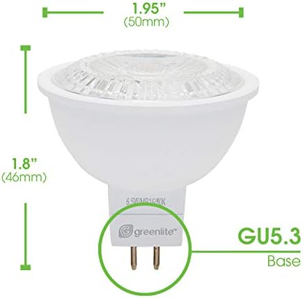 Greenlite LED MR16 GU5.3 Reflektor Izzó, 6.5 W (50W Egyenértékű), Szabályozható, 4000K hideg Fehér, 520 Lumen, Energy Star,