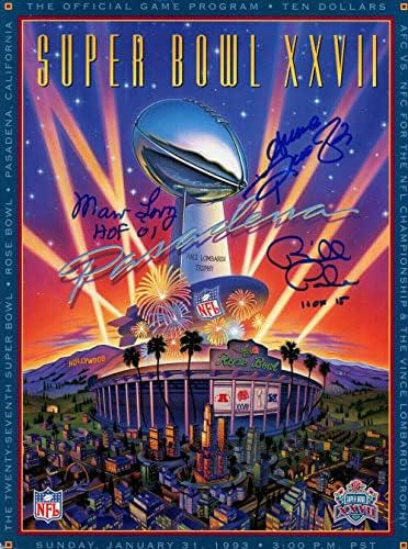 Marv Levy, Bill Polian & Andre Reed Aláírt Super Bowl XXVII Program SZÖVETSÉG 37393 - Dedikált NFL Magazinok