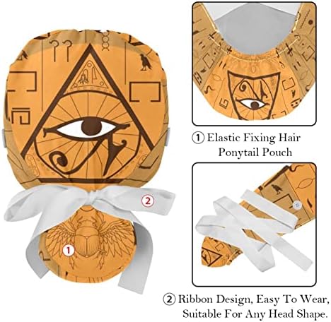 2db Nővér Bozót Sapkák Női Hosszú Haj, az Egyiptomi Hieroglifák Nyomtatás Állítható Dolgozó Kap a Gombot, majd Hajpánt Tarka