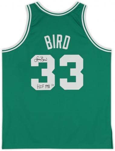 Keretes Larry Bird Boston Celtics Dedikált Zöld Mitchell & Ness 1985-1986 Hiteles Jersey a HOF 1998 Felirat, - 1 Limitált