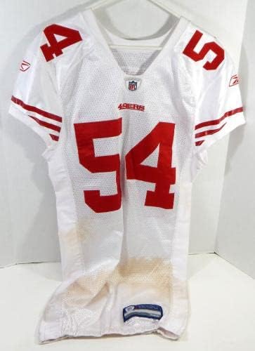 2009-ben a San Francisco 49ers Marques Harris 54 Játékban Használt Fehér Jersey 44 DP26468 - Aláíratlan NFL Játék Használt