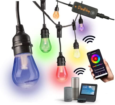 Kültéri String Lámpák, Kerti Lámpák, 98Ft App Ellenőrzési RGBW Színe Változó String Lámpák Kültéri 30 Szabályozható LED Izzók