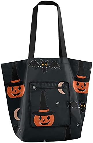 Pumkin Boldog Halloween Bat Összecsukható Váll Táska Újrahasználható bevásárlótáska Nehéz az Iskola Táska Bevásárló Táska